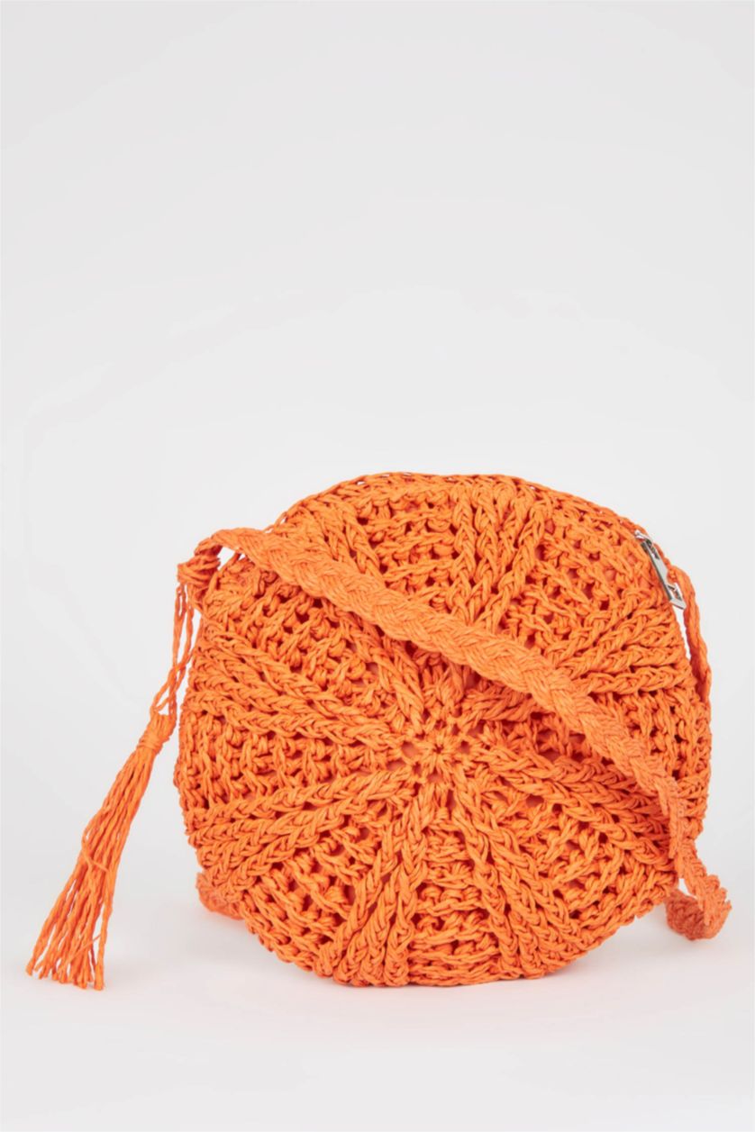 Kadın Turuncu Kadın Hasır Çapraz Çanta