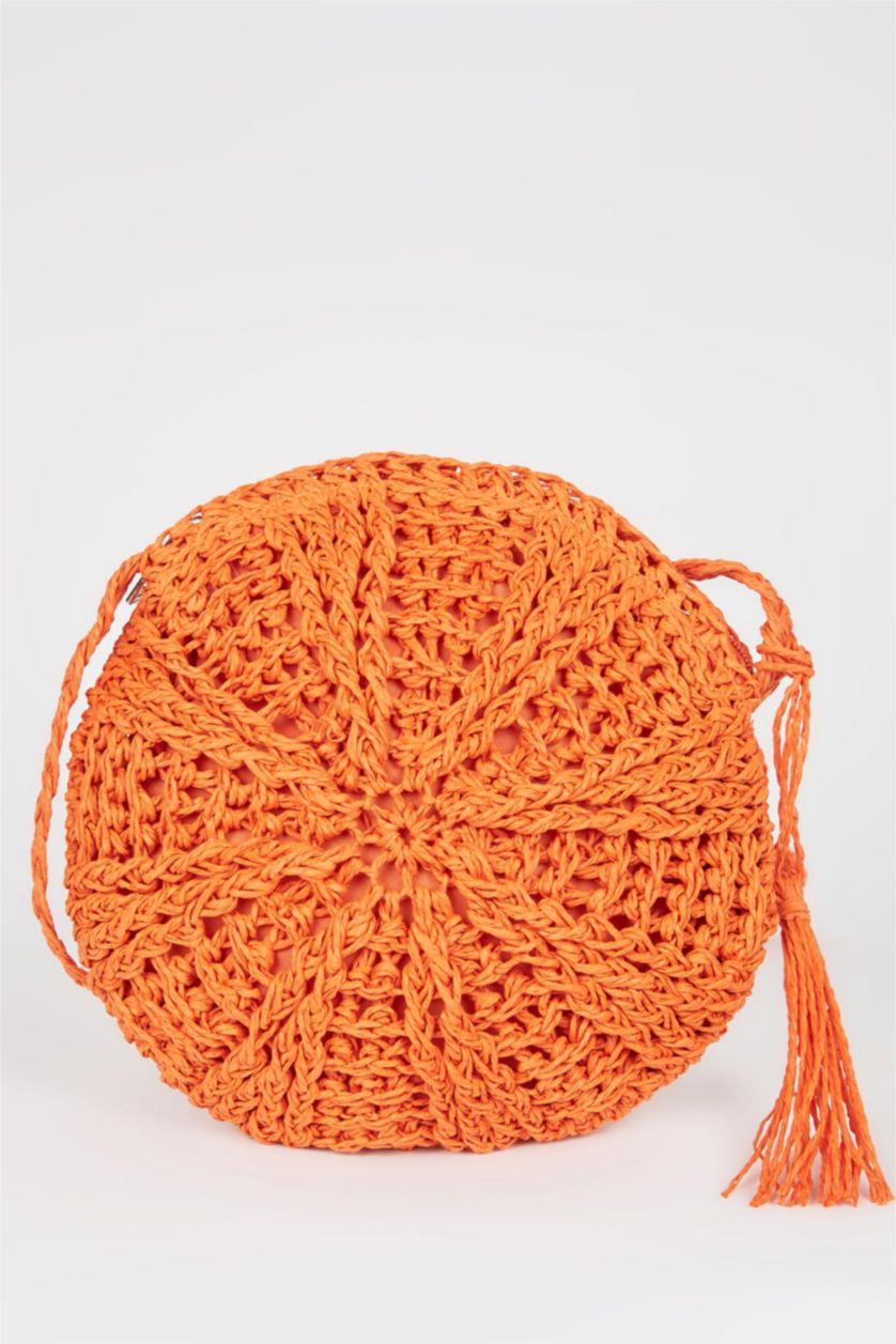 Kadın Turuncu Kadın Hasır Çapraz Çanta