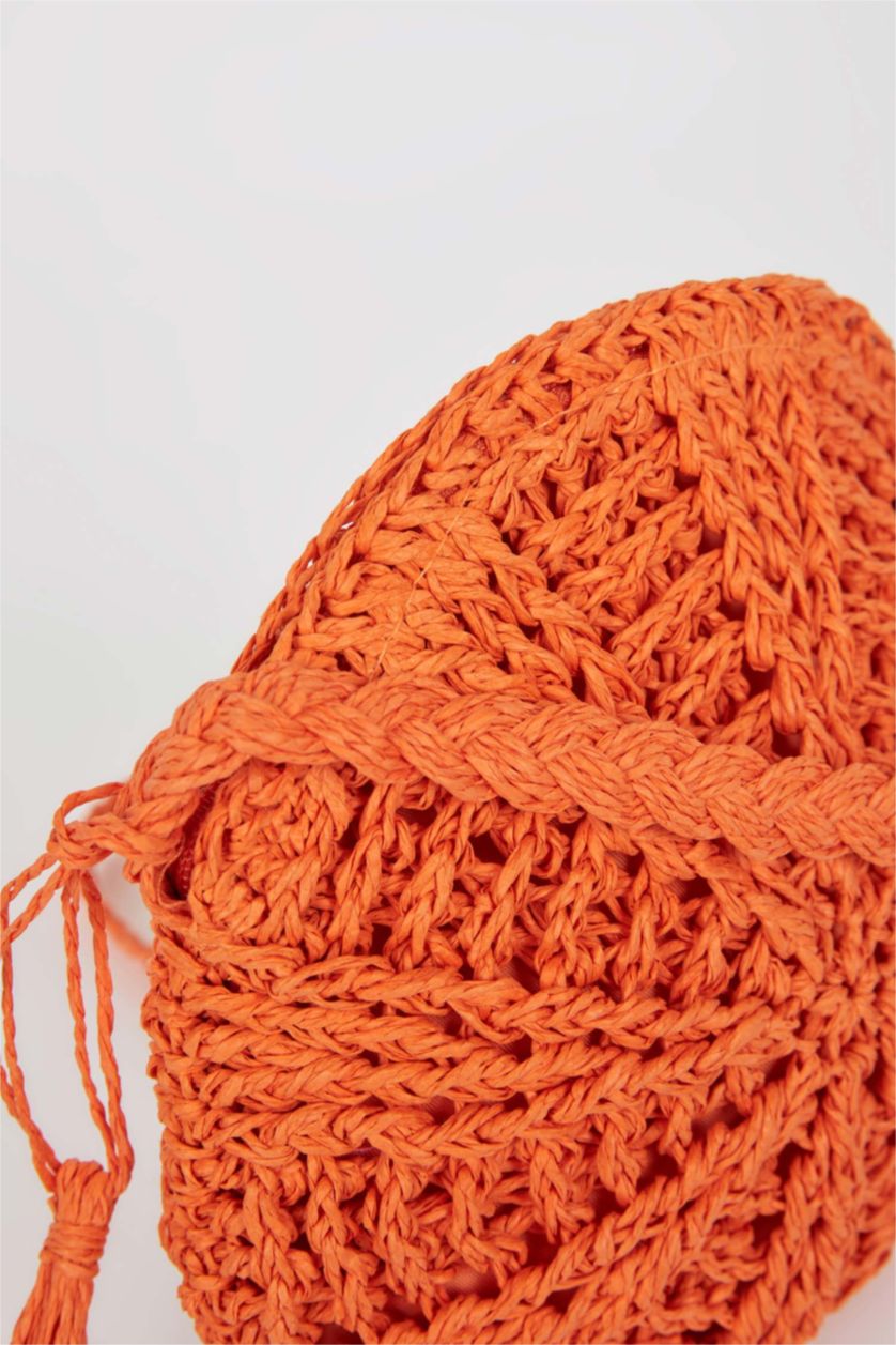 Kadın Turuncu Kadın Hasır Çapraz Çanta