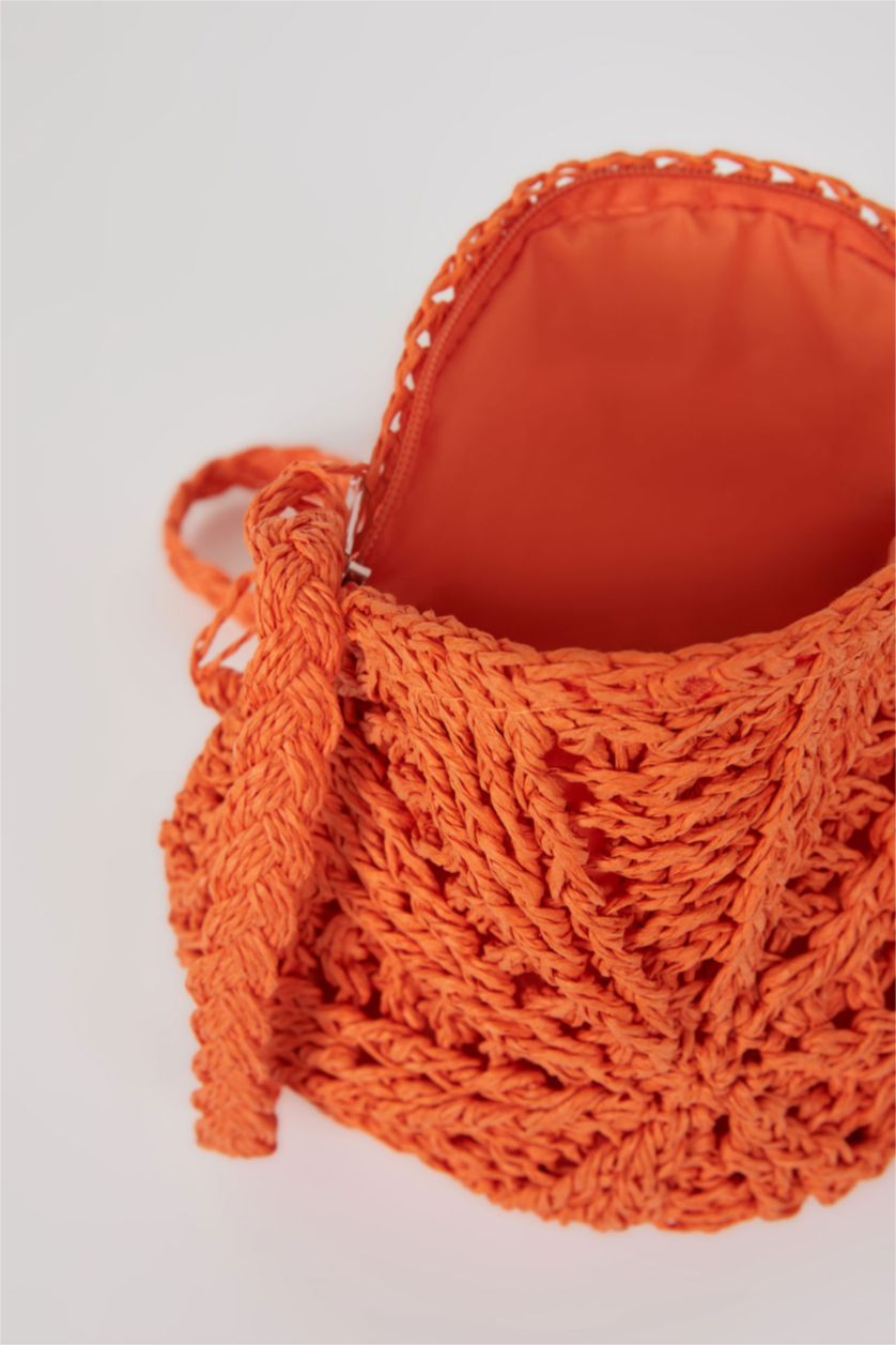 Kadın Turuncu Kadın Hasır Çapraz Çanta