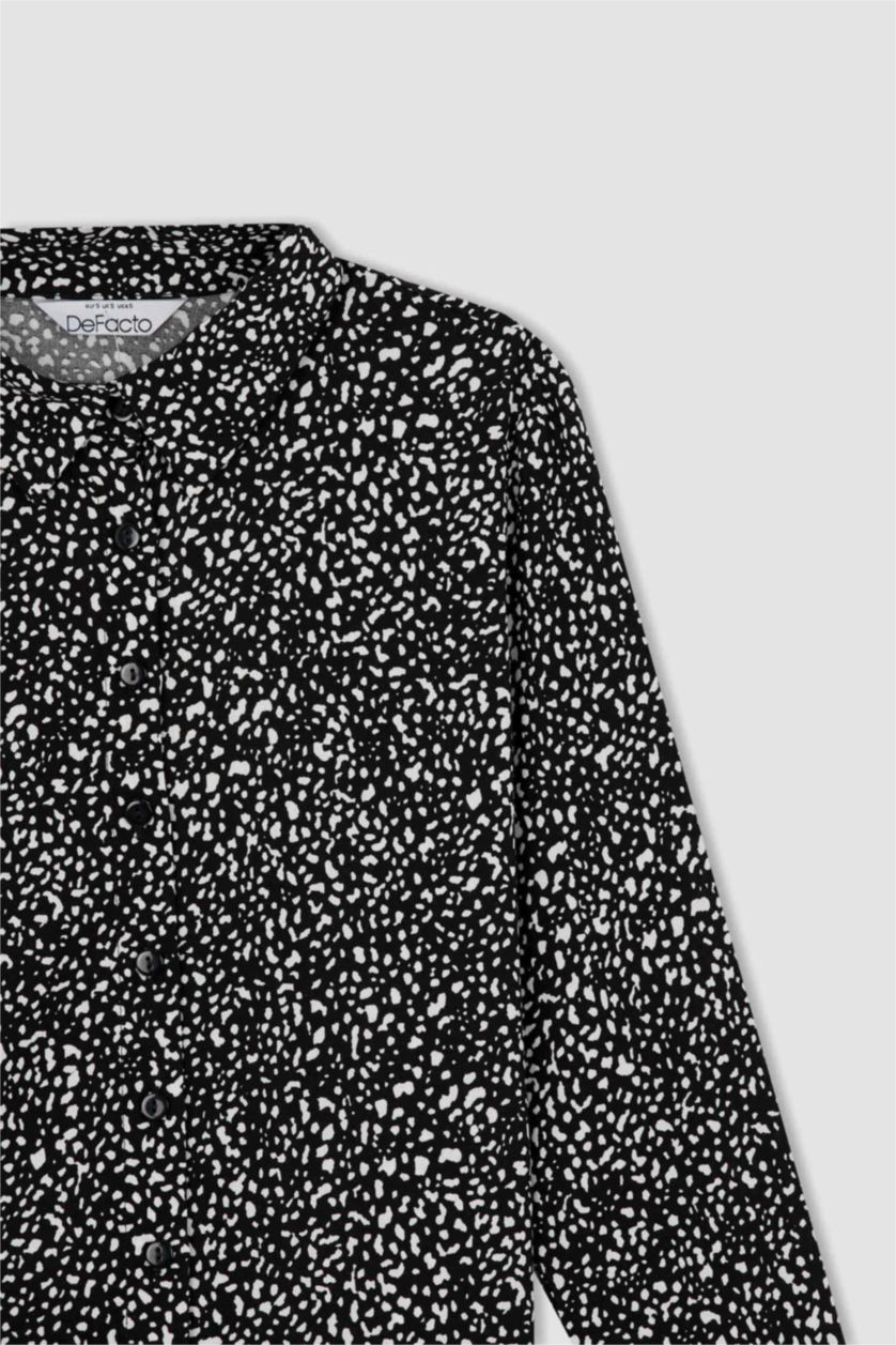 Женщины Черный Рубашка с длинным рукавом стандартного кроя с принтом для женщин