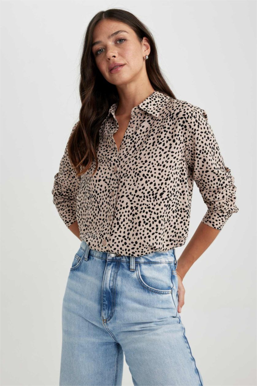 Woman Beige Regular Fit Long Sleeve Shirt