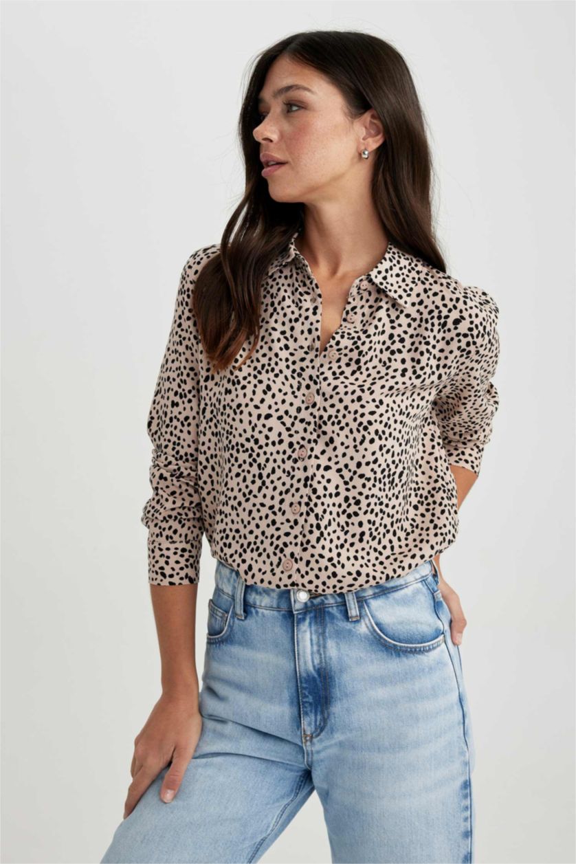 Woman Beige Regular Fit Long Sleeve Shirt