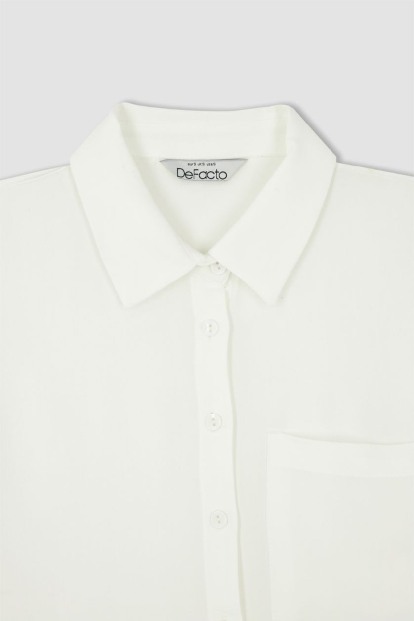 FEMME Blanc Chemise en viscose à manches longues et col chemise coupe classique