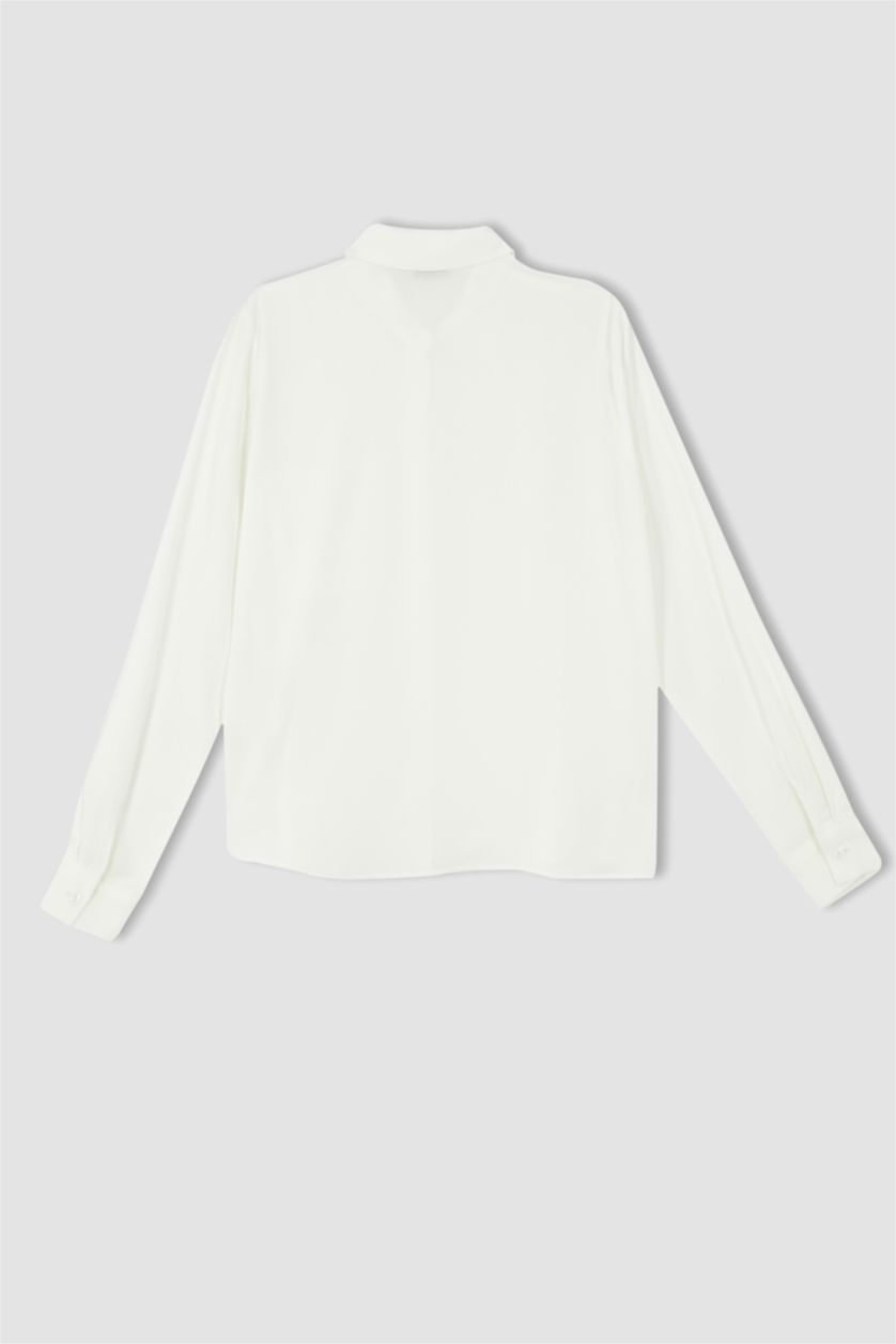 FEMME Blanc Chemise en viscose à manches longues et col chemise coupe classique