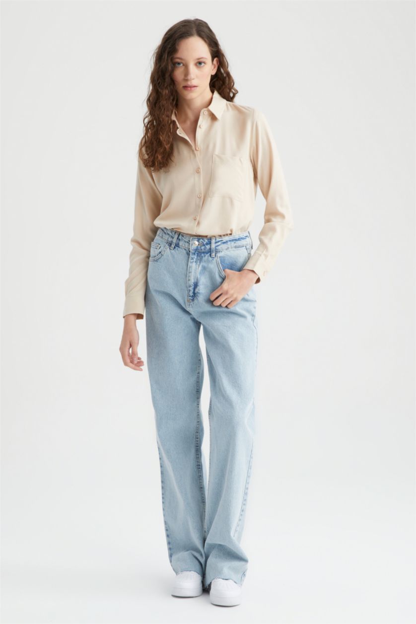 WOMAN Beige Regular Fit Long Sleeve Shirt