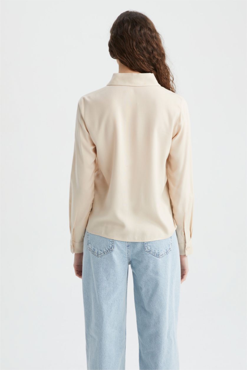 WOMAN Beige Regular Fit Long Sleeve Shirt