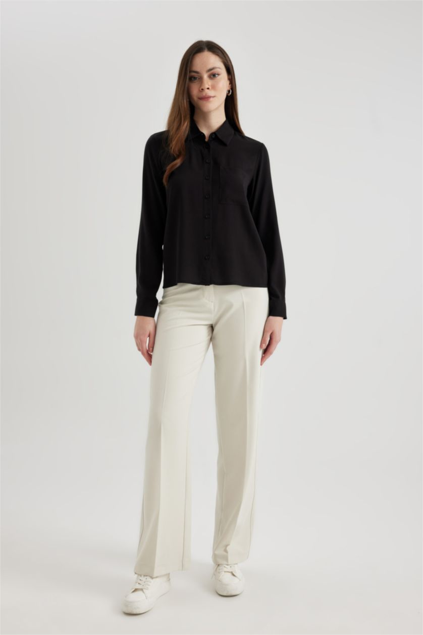 Woman Black Regular Fit Long Sleeve Shirt