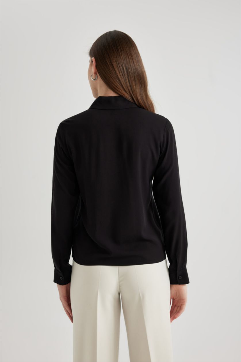 Woman Black Regular Fit Long Sleeve Shirt