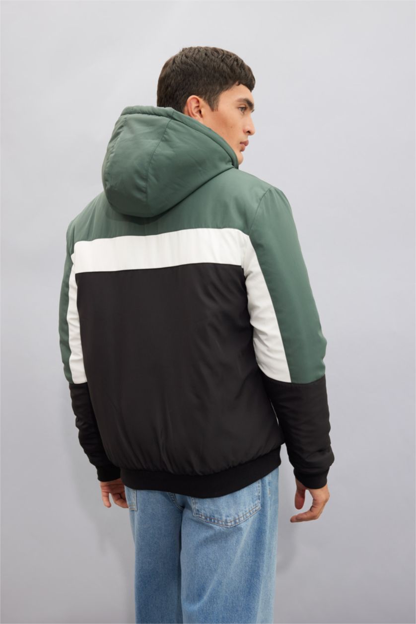 MAN Green Slim Fit Fleece Lined Puffer Jacket