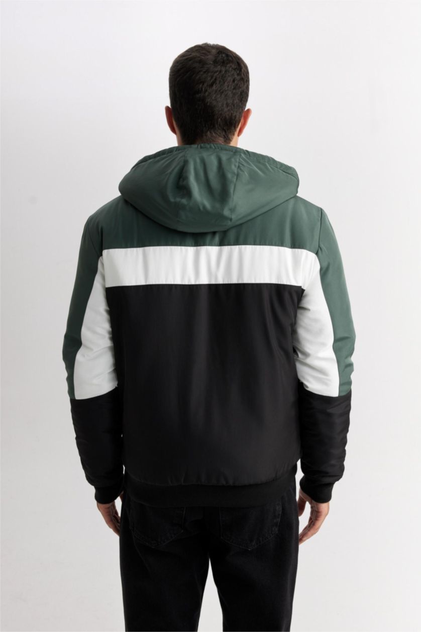 MAN Green Slim Fit Fleece Lined Puffer Jacket