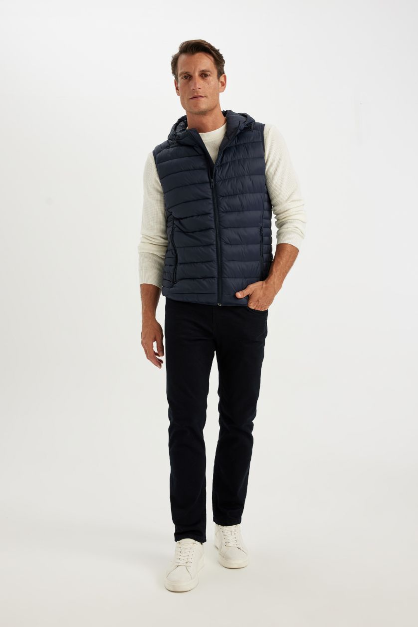 رجال كحلي فيست خفيف وتر بروف بياقة واقفة