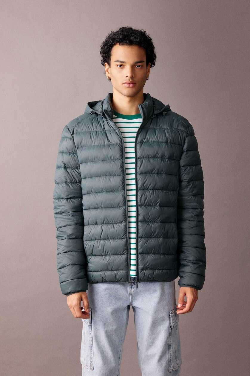 رجال أخضر Zipper Puffer Jacket