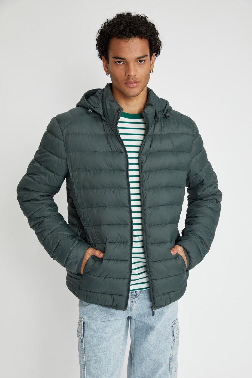 رجال أخضر Zipper Puffer Jacket