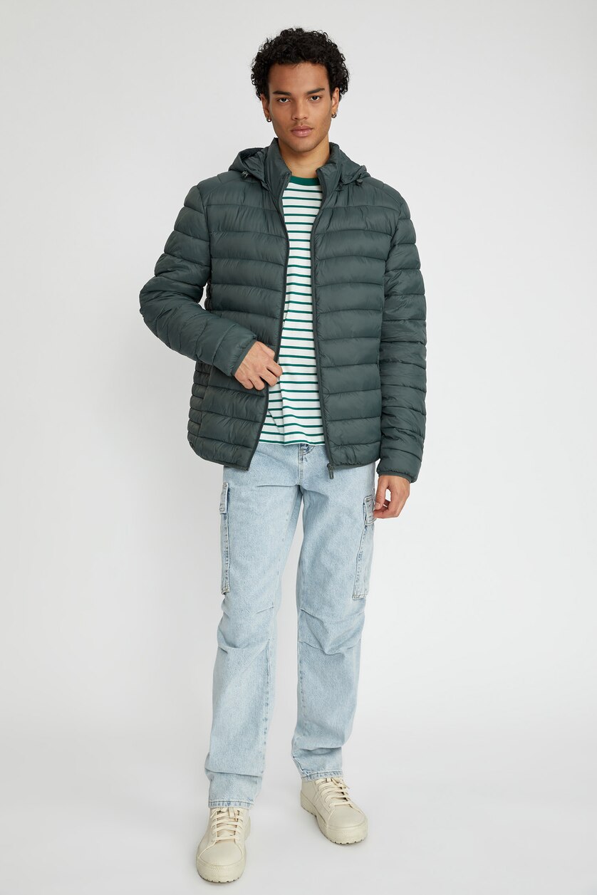 رجال أخضر Zipper Puffer Jacket