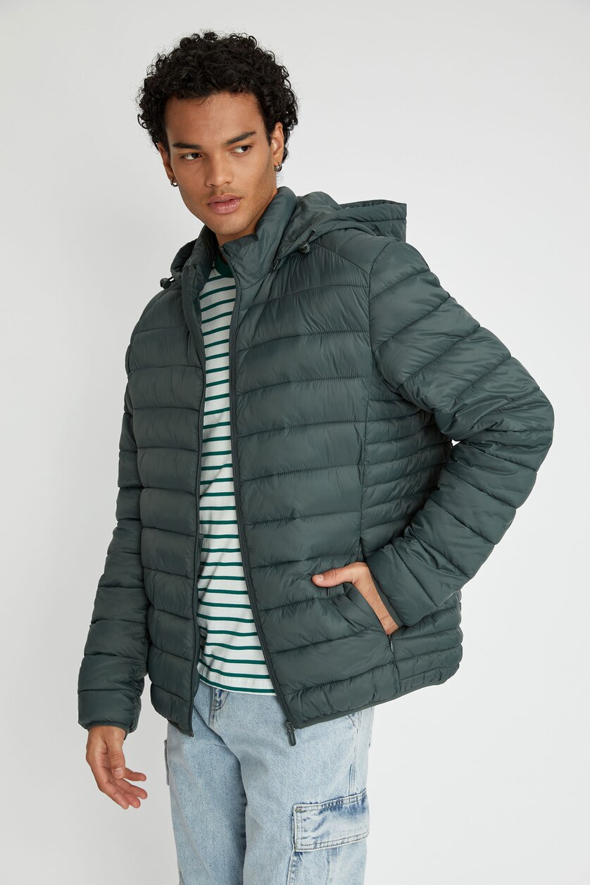 رجال أخضر Zipper Puffer Jacket