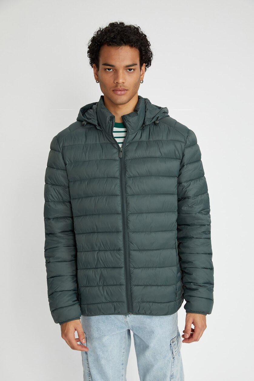 رجال أخضر Zipper Puffer Jacket