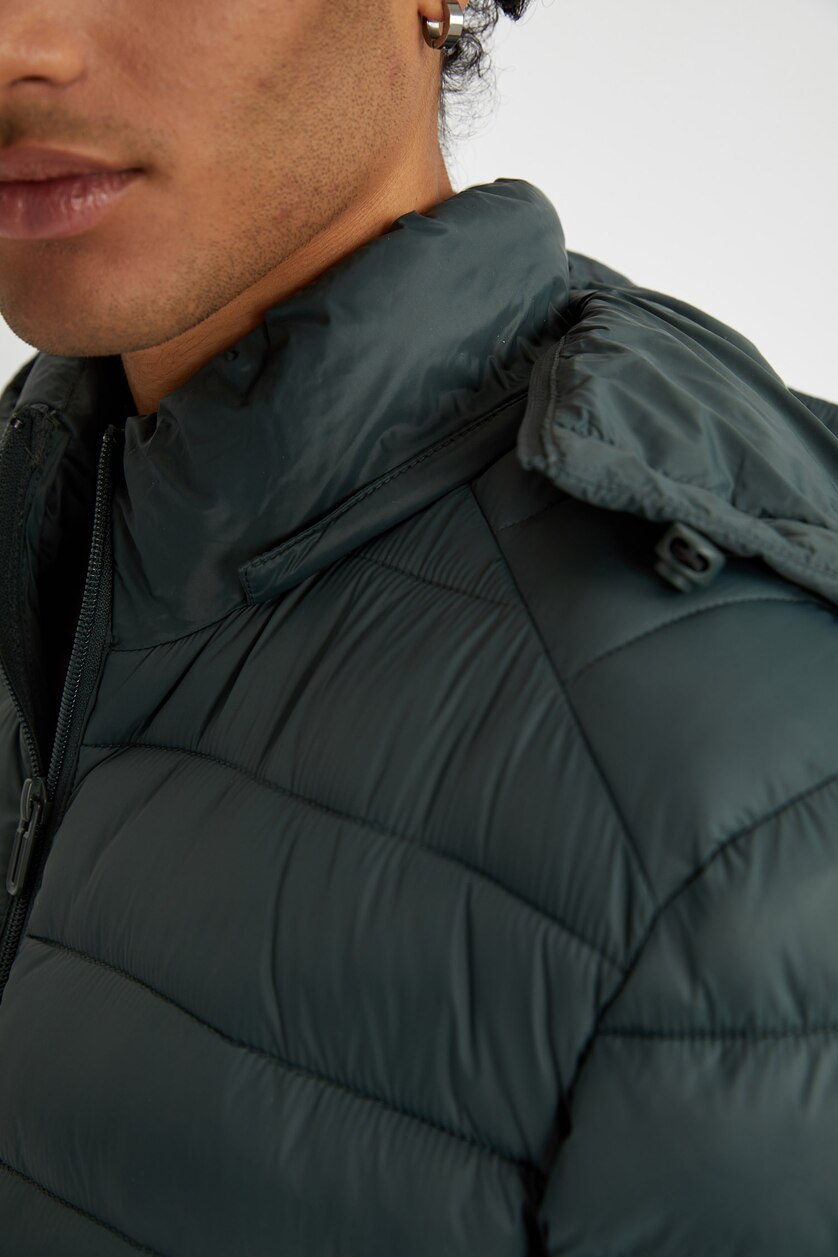 رجال أخضر Zipper Puffer Jacket