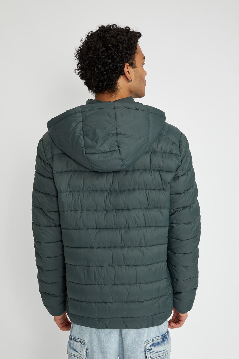 رجال أخضر Zipper Puffer Jacket