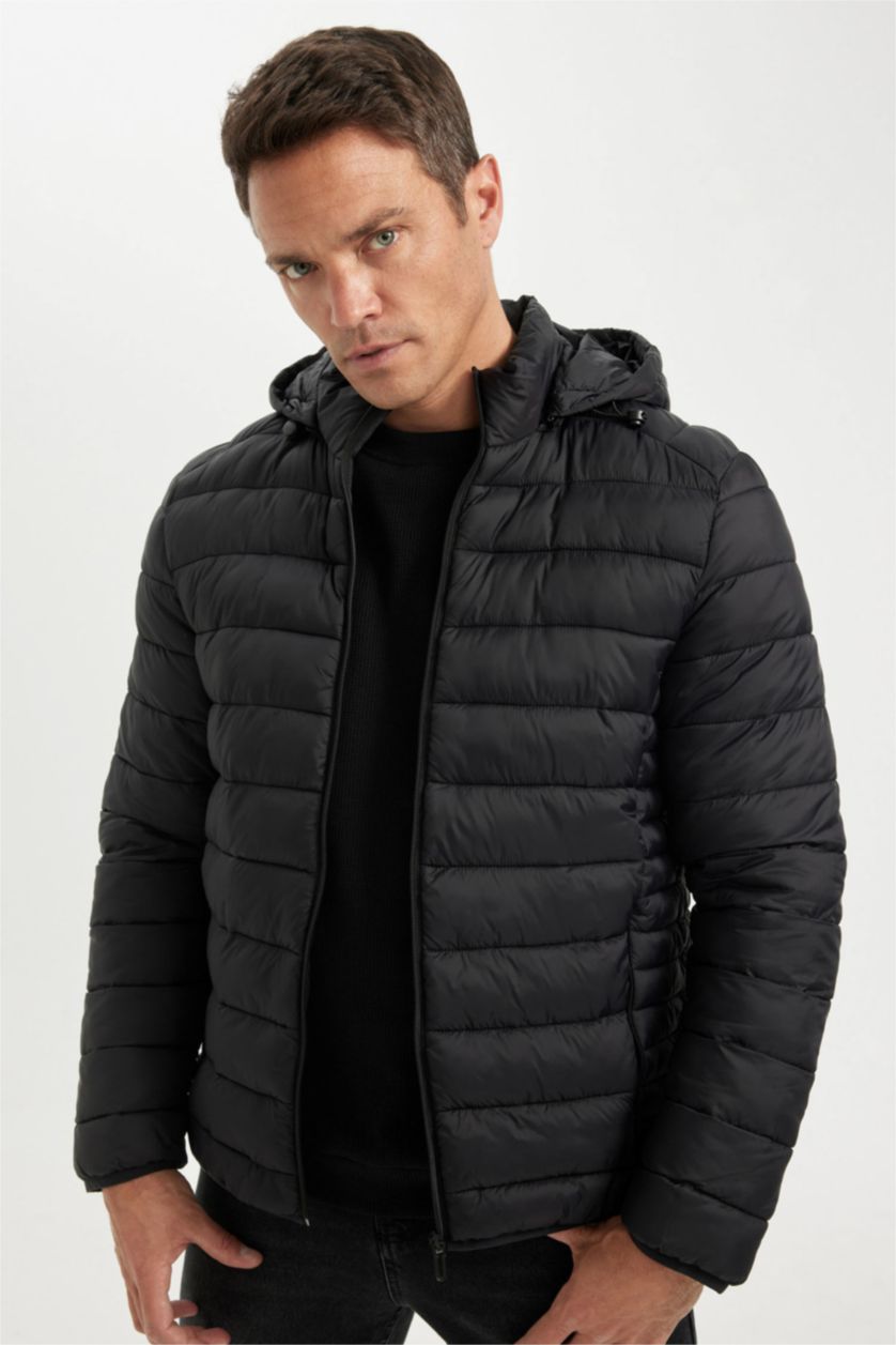 MAN Black Waterproof Zipper Puffer Jacket