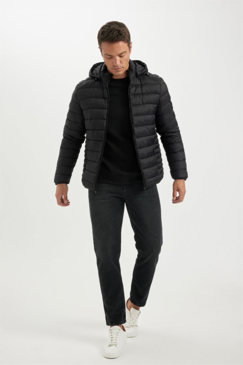 MAN Black Waterproof Zipper Puffer Jacket