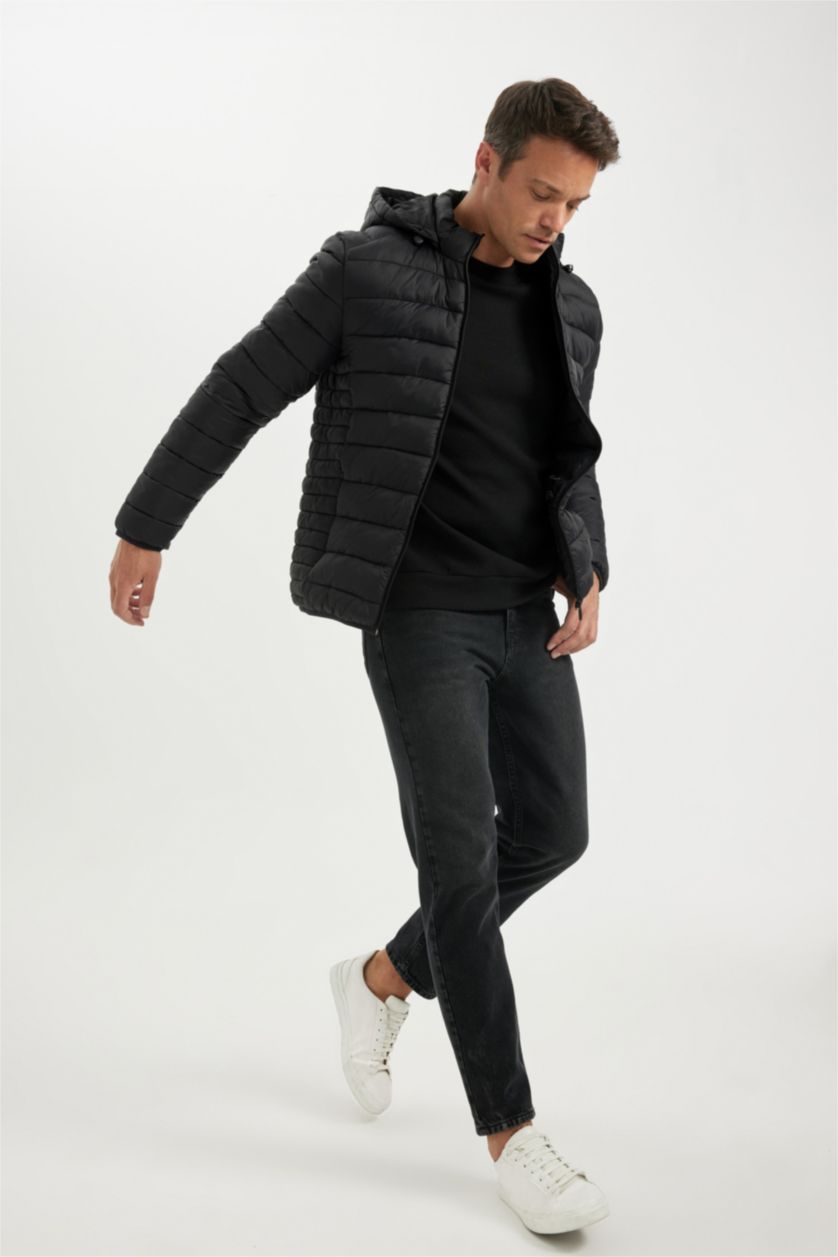 MAN Black Waterproof Zipper Puffer Jacket