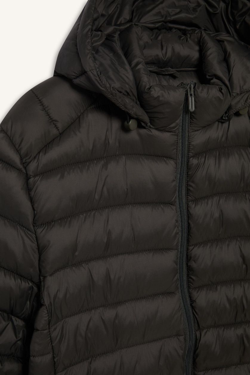 Erkek Koyu Haki Su İtici Slim Fit Mont