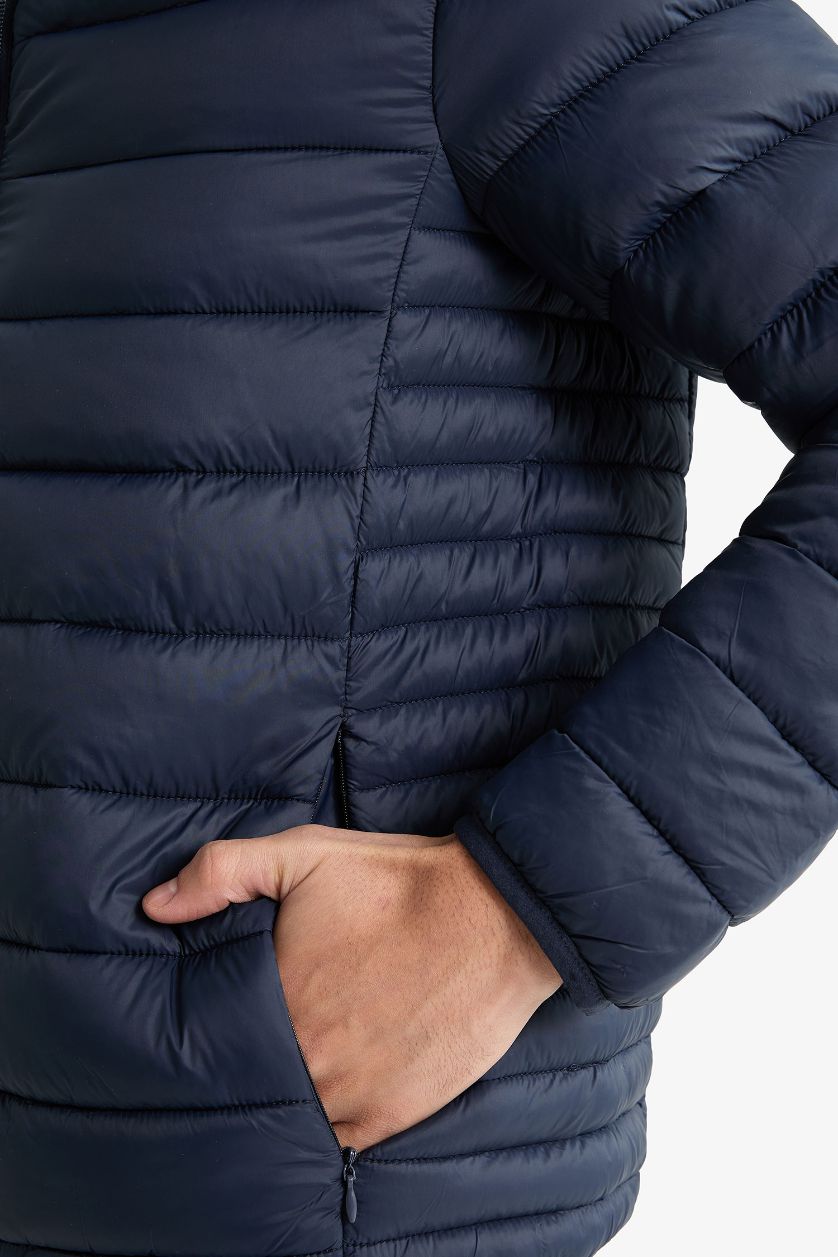 Erkek Lacivert Su İtici Slim Fit Mont