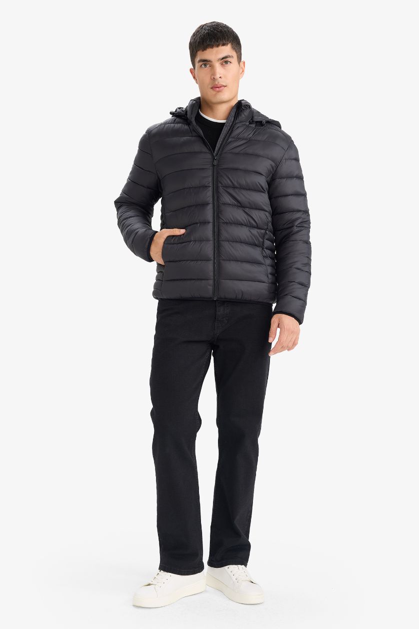 Мужчины Черный Куртка приталенного кроя водонепроницаемый для мужчин