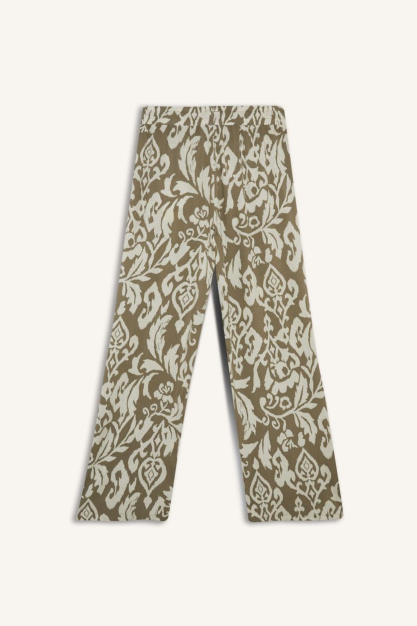 Woman Khaki Wide Leg Wide Leg Viscose Trousers