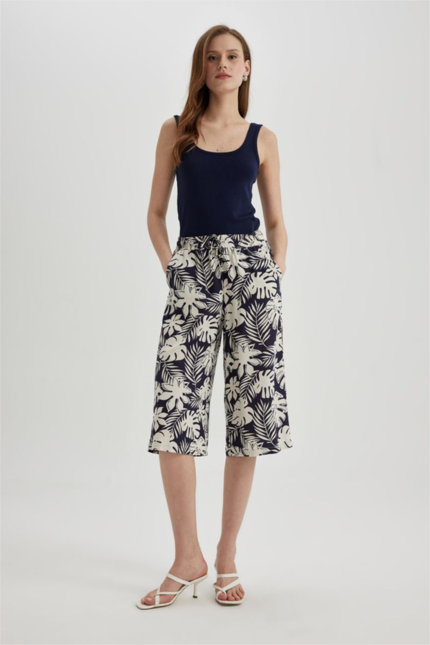 حريمي كحلي كابري كروب فيت فيسكوز بخصر عالي