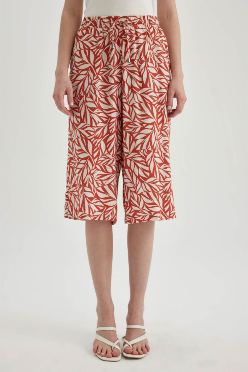 حريمي برتقالي كابري كروب فيت فيسكوز بخصر عالي