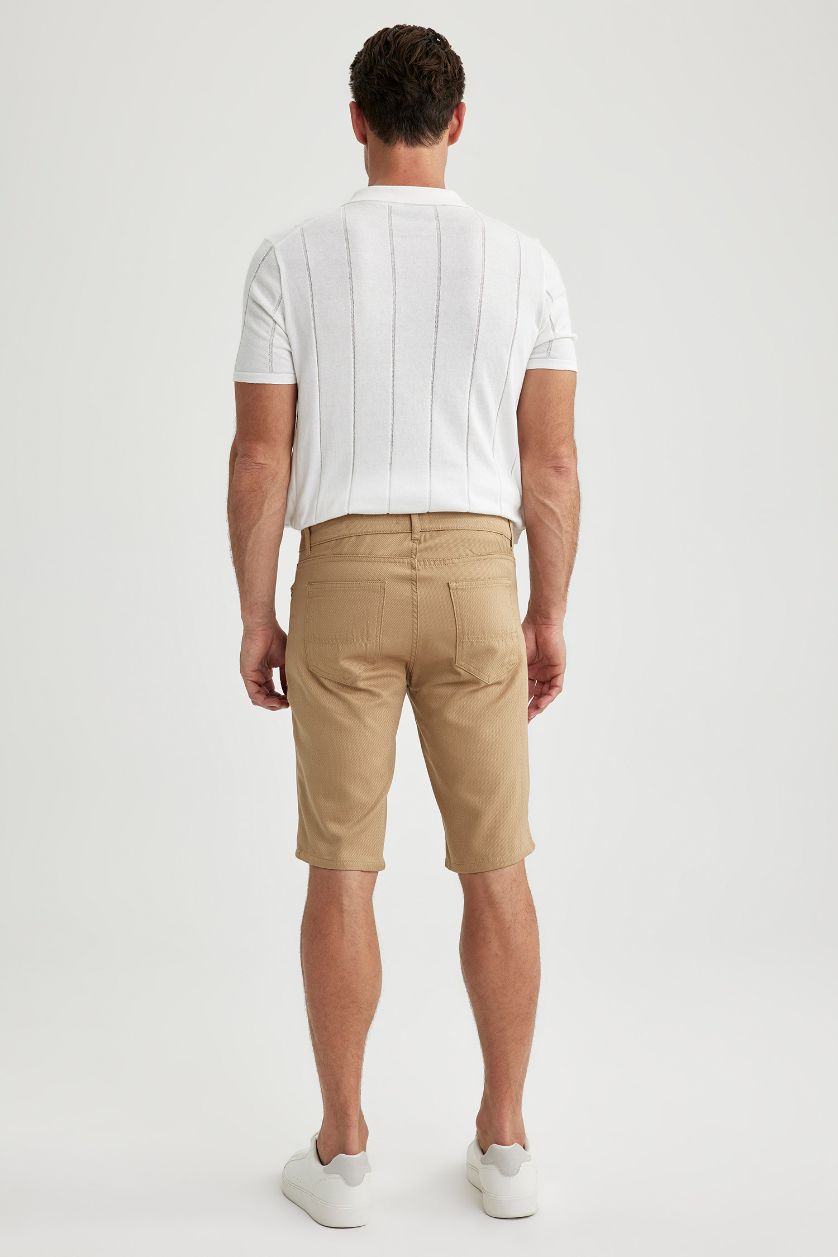 Мужчины Темно-песочный Бермуды приталенного кроя