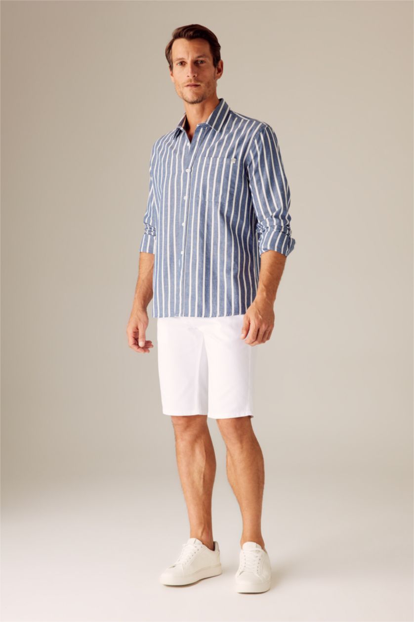 MAN White Slim Fit Cotton Bermuda