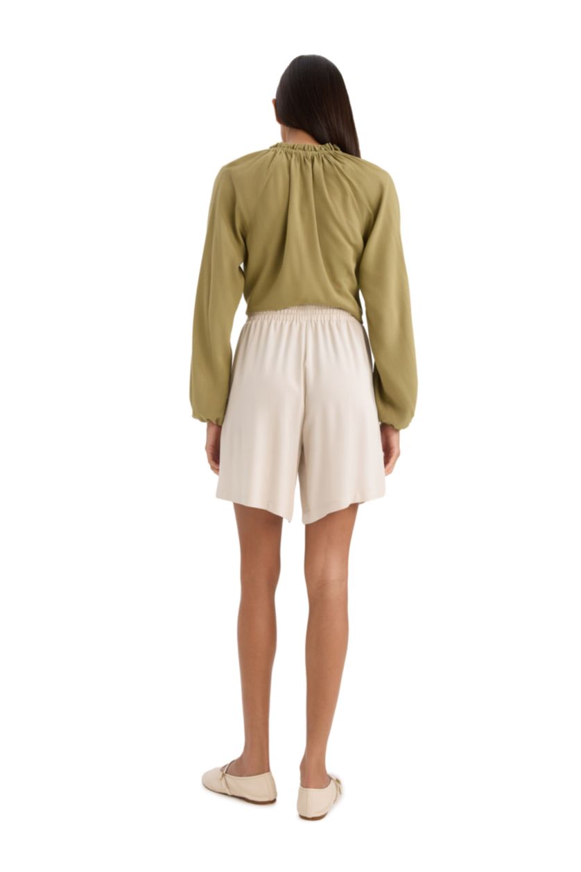 Kadın Açık Taş Yüksek Bel Kısa Paça Viskon Şort