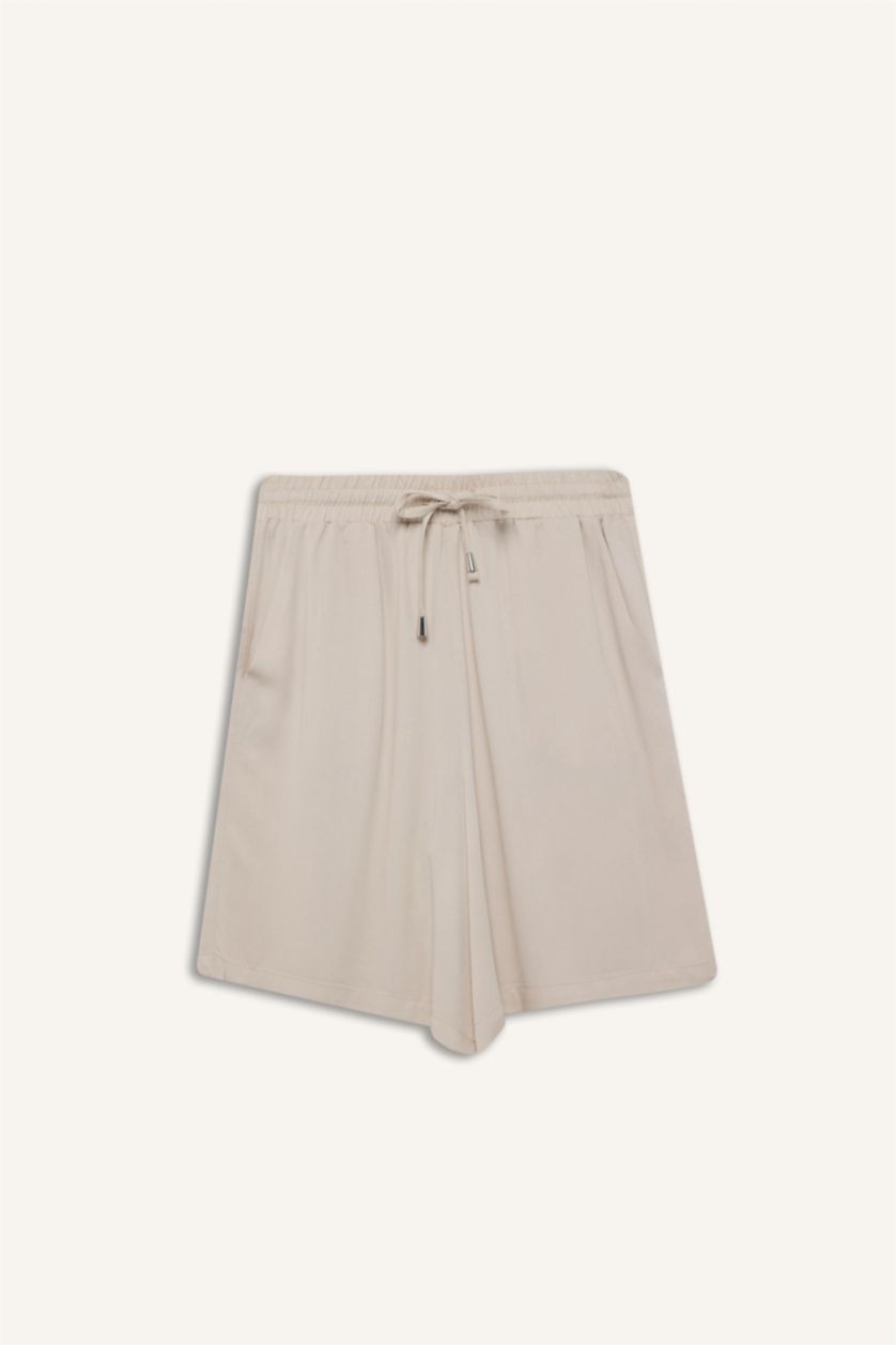 Kadın Açık Taş Yüksek Bel Kısa Paça Viskon Şort