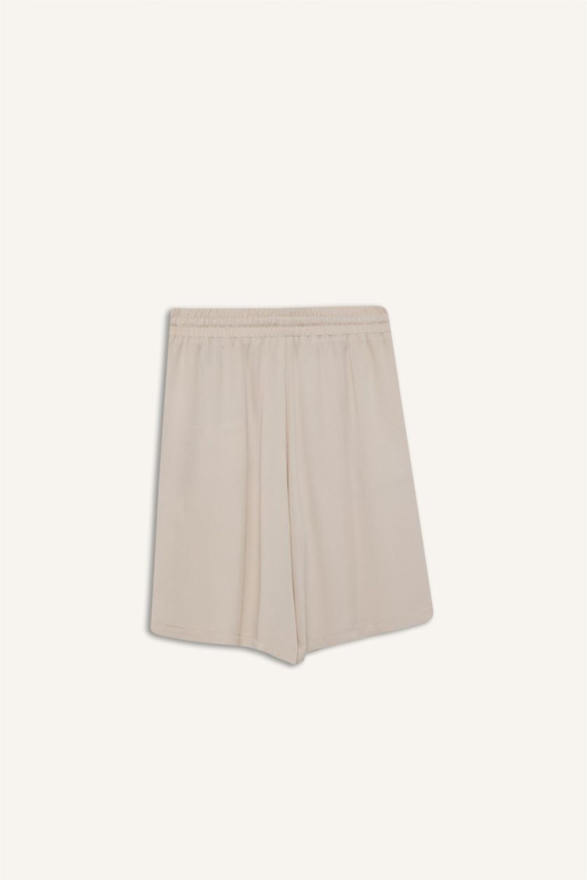 Kadın Açık Taş Yüksek Bel Kısa Paça Viskon Şort