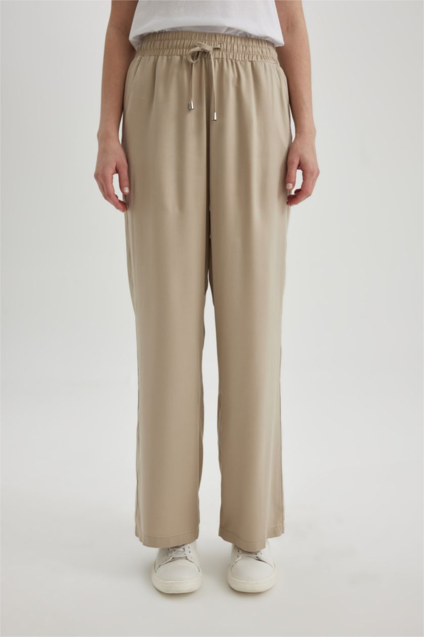WOMAN Stone Florida Pocket High Waist Wide Leg Viscose Trousers