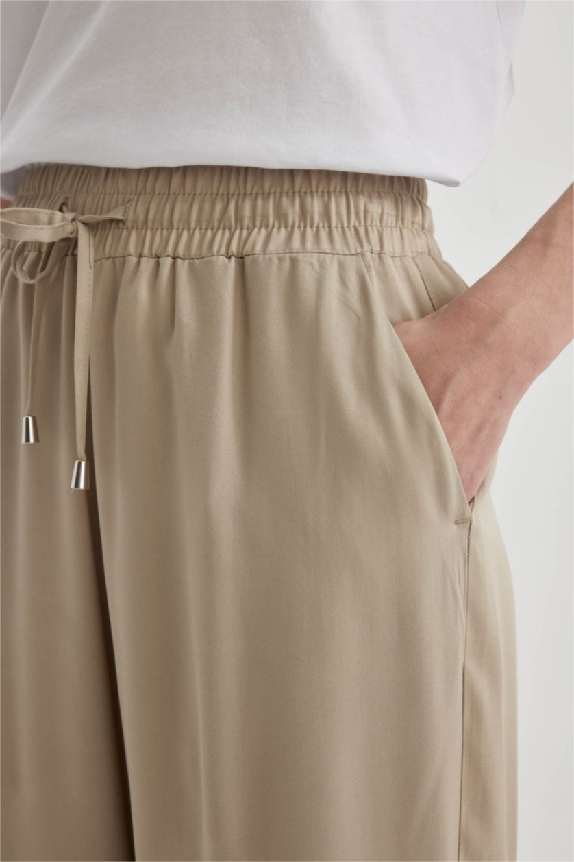 WOMAN Stone Florida Pocket High Waist Wide Leg Viscose Trousers