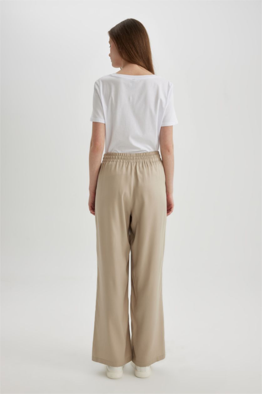 WOMAN Stone Florida Pocket High Waist Wide Leg Viscose Trousers