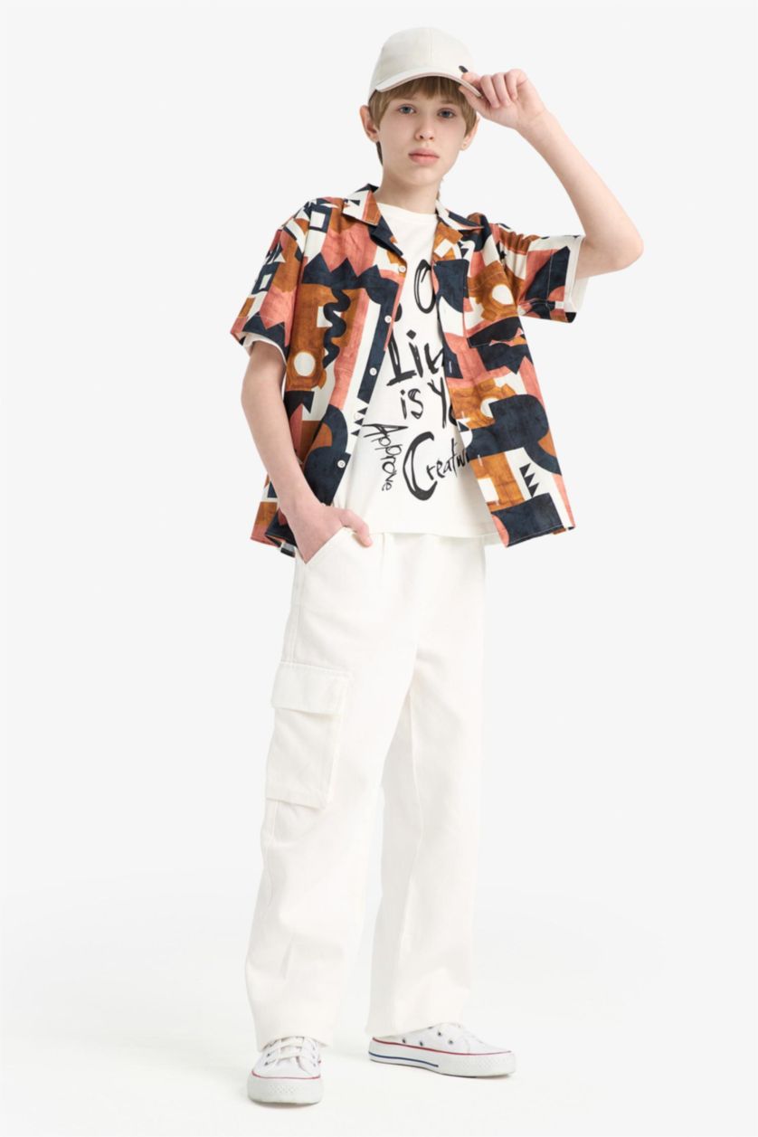 Erkek Çocuk - Genç Erkek Beyaz Pamuklu Cap Şapka Erkek Çocuk