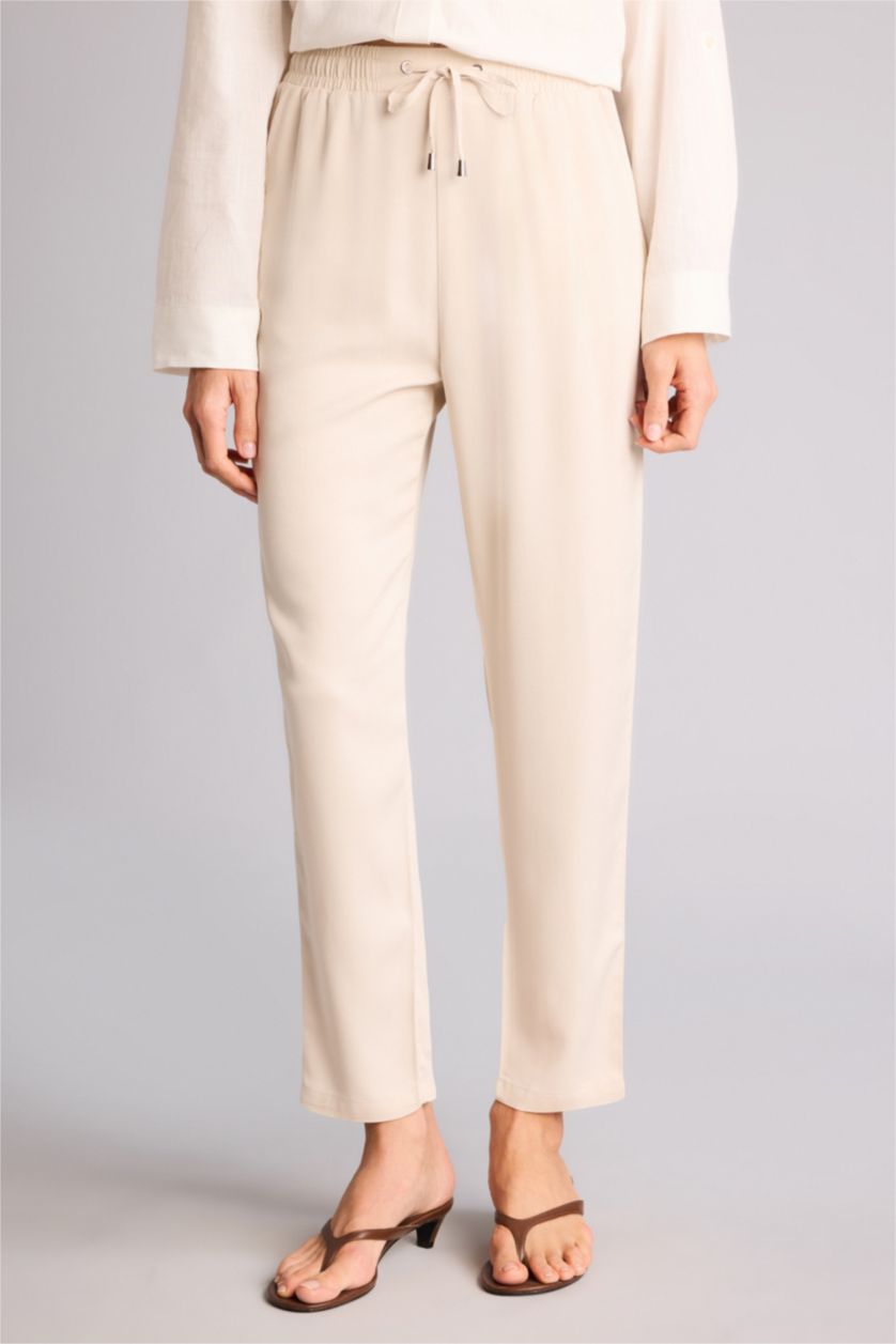 FEMME Écru Pantalon Belmando style harem à taille haute avec poches et jambes droites