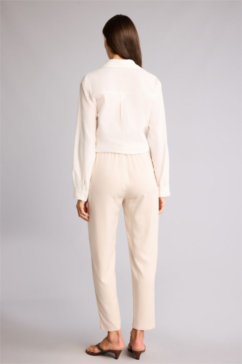 FEMME Écru Pantalon Belmando style harem à taille haute avec poches et jambes droites