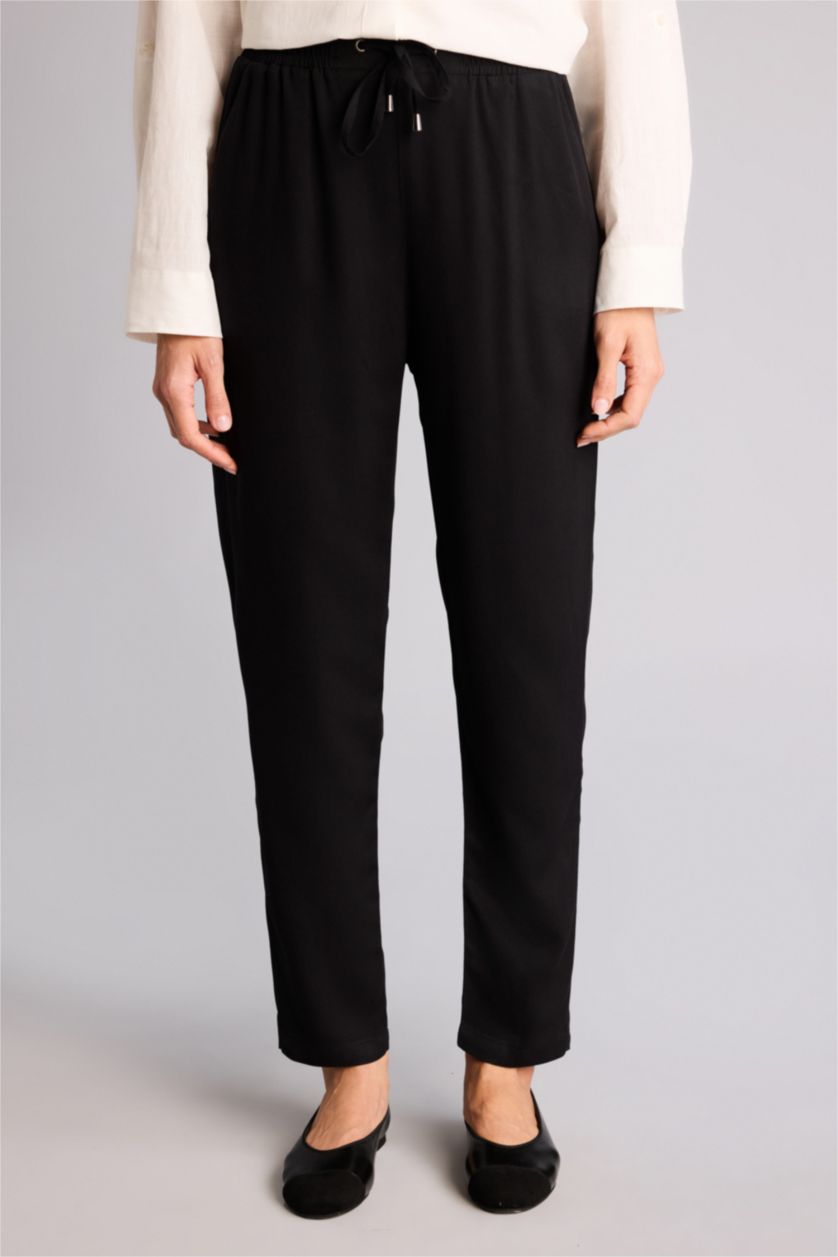FEMME Noir Pantalon Belmando style harem à taille haute avec poches et jambes droites