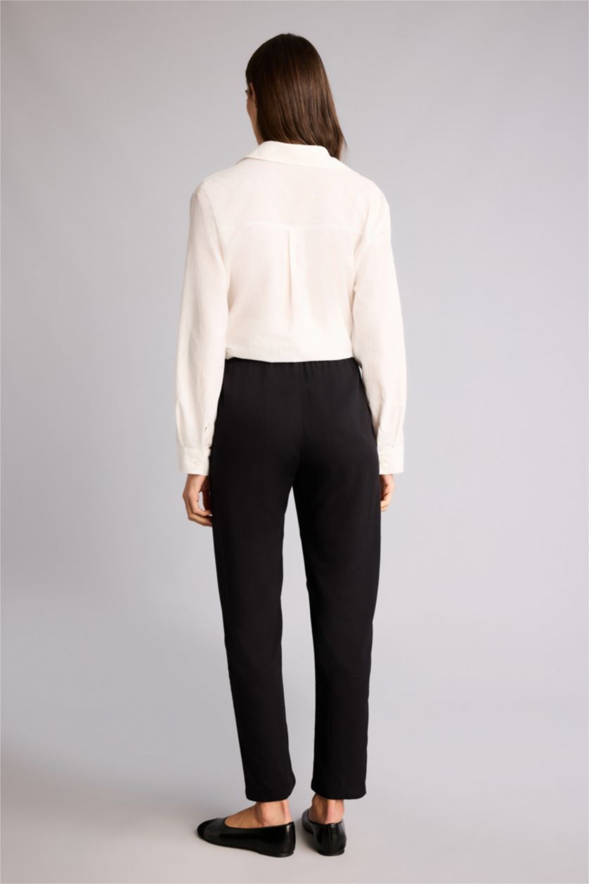 FEMME Noir Pantalon Belmando style harem à taille haute avec poches et jambes droites