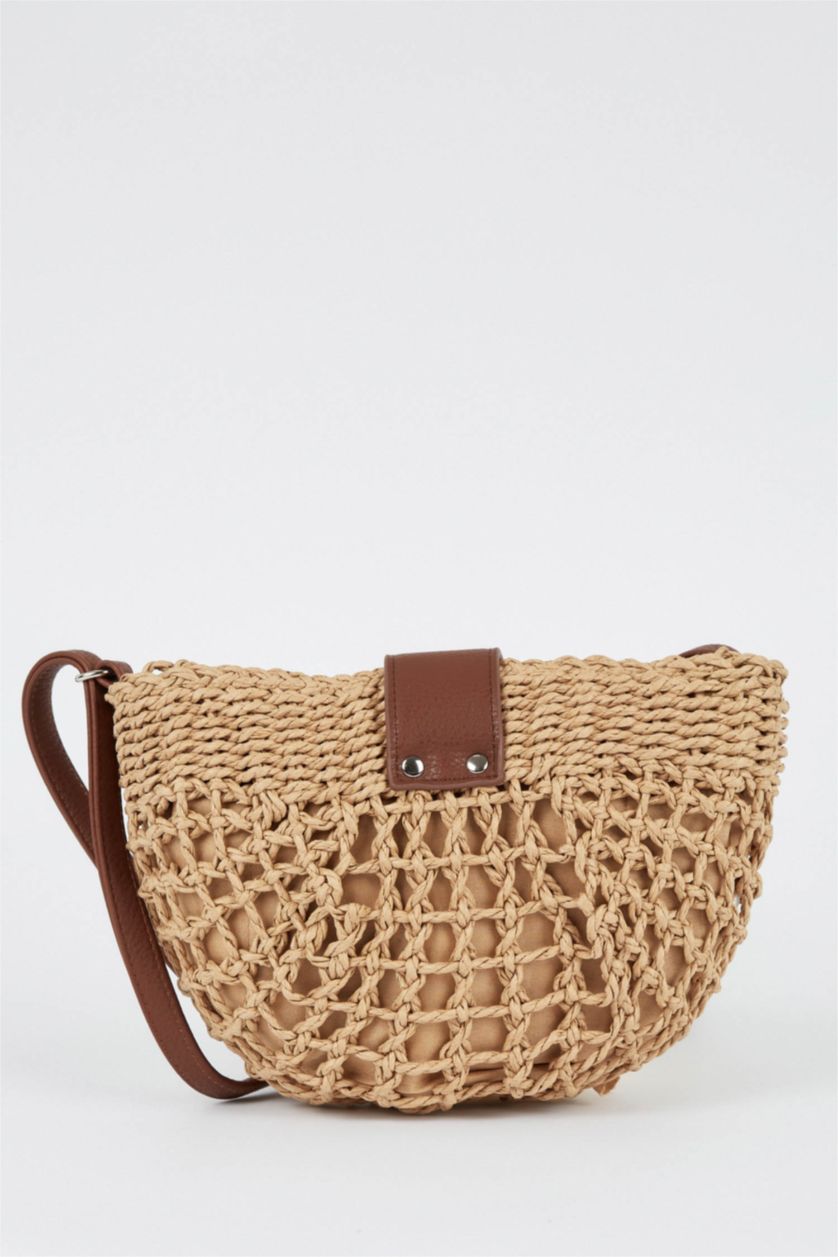 Kadın Kum Kadın Hasır Çapraz Çanta