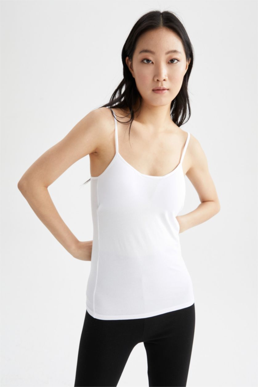WOMAN White Regular Fit Strappy Vest