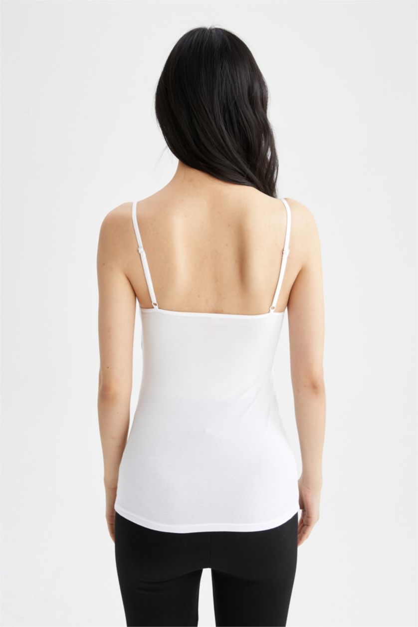 WOMAN White Regular Fit Strappy Vest