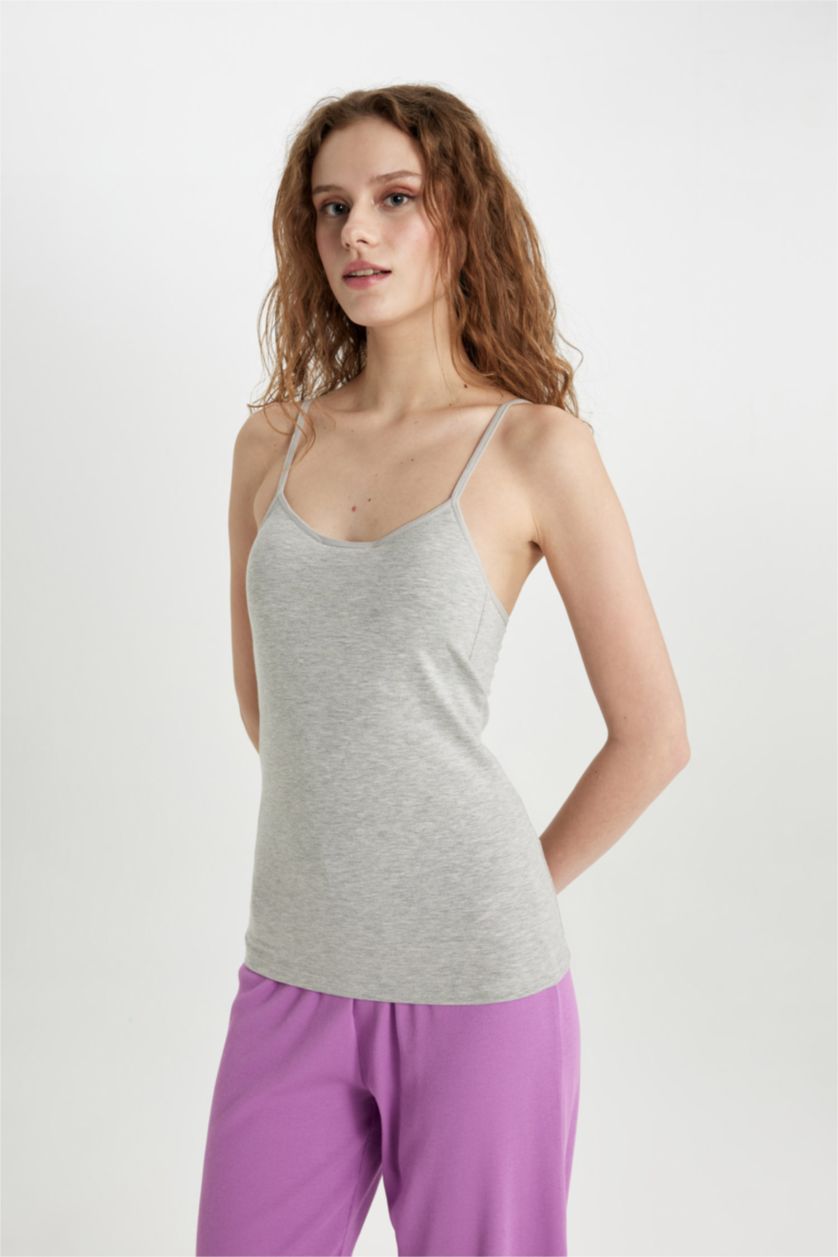 FEMME Gris Débardeur Coton Coupe Régulière Fall In Love