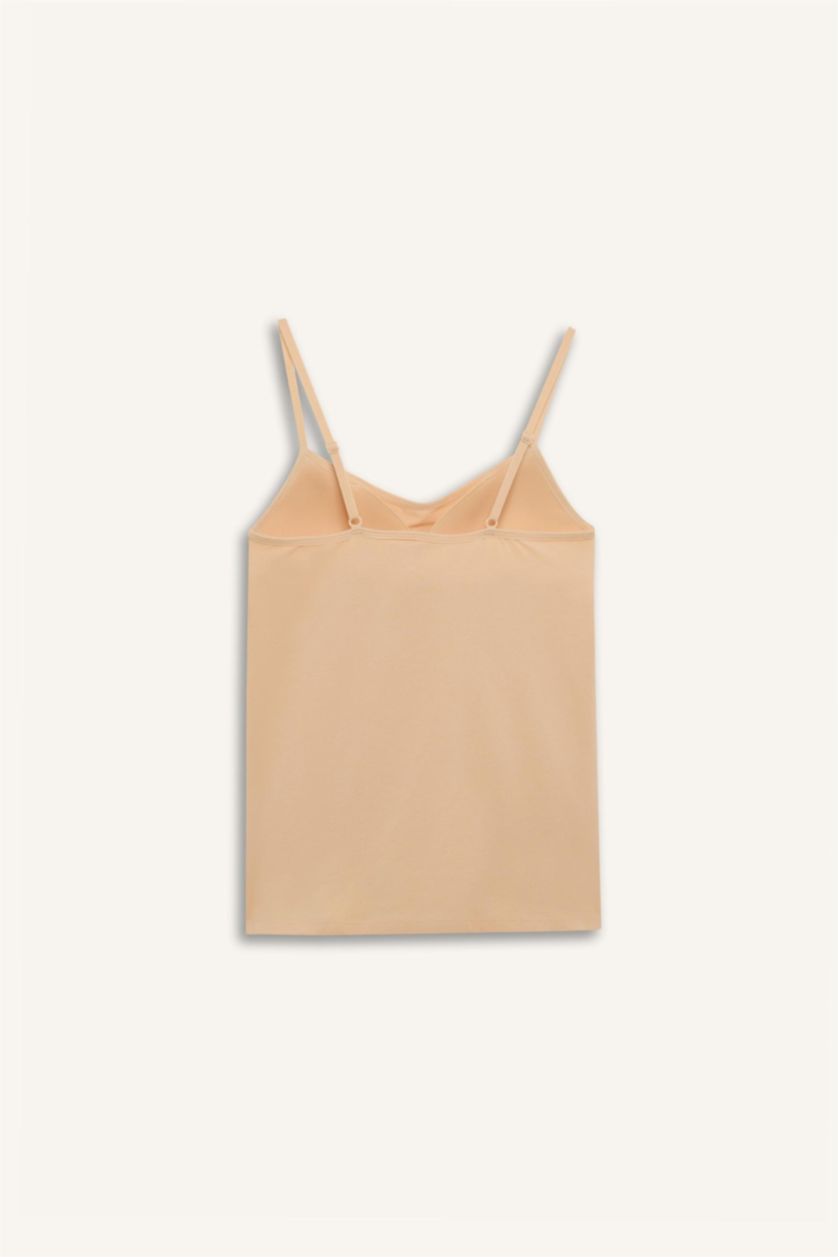 Woman Beige Fall in Love Regular Fit Cotton Tank Top